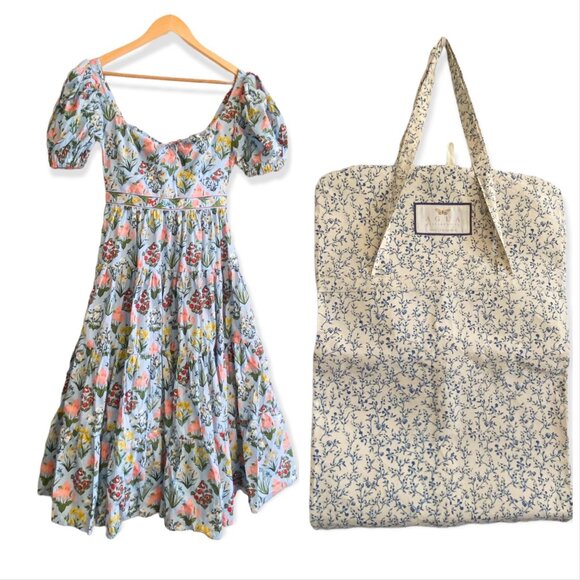 Agua By Agua Bendita Palmera Magdalena Day Cotton Midi Dress‎ W/Garment Bag, nwt - Picture 1 of 16